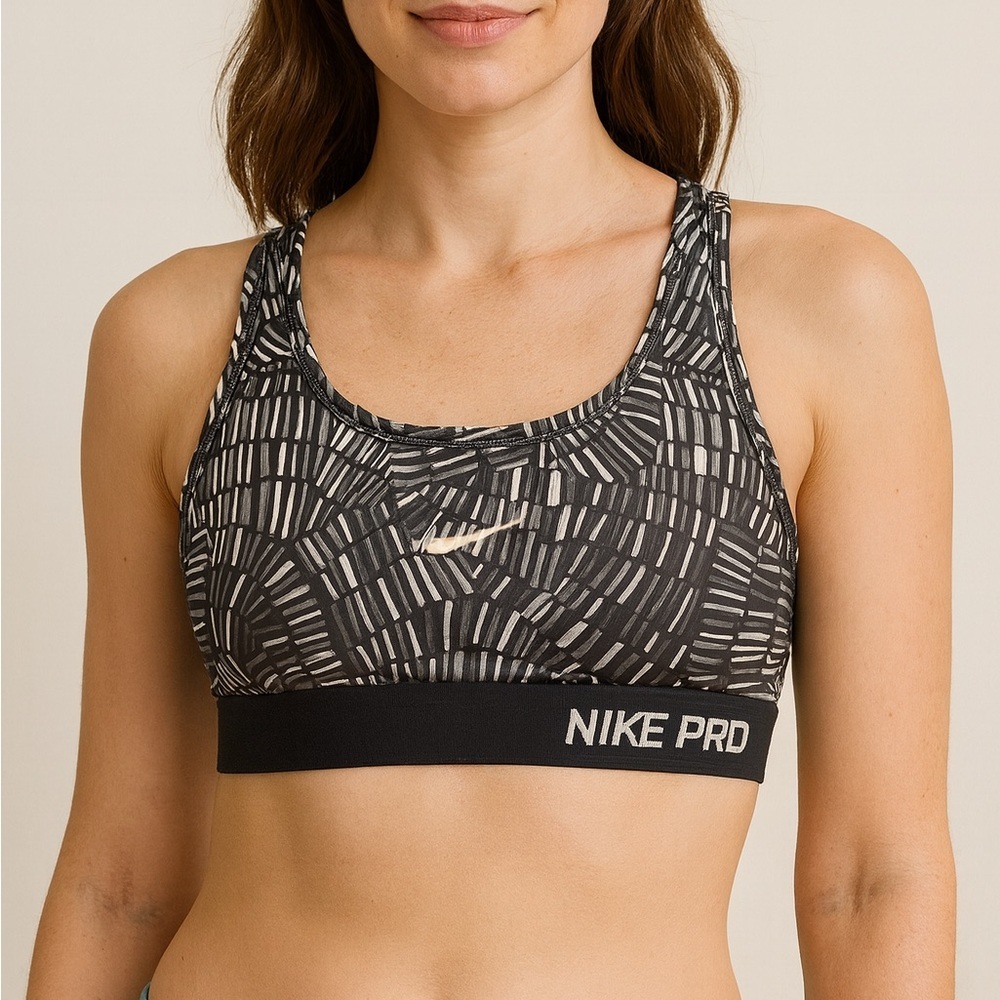 Nike Pro Dri-Fit Size XS Grey and White Athletic Sports Bra